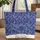 Batik Indigo Sea Turtles Your Name Oval - Everyday Carry Gift for Sea Turtle Lover Quilted Tote Bag - 1
