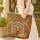 Highland Cow Peeking Rustic Doorway Autumn Leaves - Cow Lover Everyday Carry Gift Quilted Tote Bag - 4