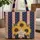 Golden Sunflowers Green Leaves White Stars Floral Personalized Everyday Carry Gift Quilted Tote Bag - 1
