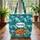 Sea Turtle Ocean Waves Name Medallion - Everyday Carry Lifestyle Gift for Ocean Lovers Quilted Tote Bag - 3