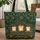 Golden Snowflakes Ornate Train Window Vignettes Personalized Heart - Christmas Gift Quilted Tote Bag - 1