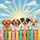 Five Puppies Picket Fence Sunbeams Clouds - Outdoor Decor Gift for Dog Owners Spare Tire Cover - 6