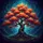 Ancient Tree Gnarled Roots Autumn Leaves Swirling Sapphire Teals - Fantasy Lover Gift Spare Tire Cover - 6