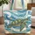 Ornate Sea Turtle Ocean Waves Seashells Starfish Personalized Name Travel Essentials Quilted Tote Bag - 1