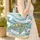Ornate Sea Turtle Ocean Waves Seashells Starfish Personalized Name Travel Essentials Quilted Tote Bag - 4