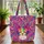 Vibrant Faceted Color Block Cat Face Lime Green Eyes Name Heart - Cat Lover Everyday Carry Gift Quilted Tote Bag - 3