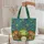 Friendly Green Frog Spotted Mushrooms Jungle Leaves Floral Wreath - Everyday Carry Gift Quilted Tote Bag - 5
