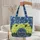 Hydrangeas Blue Botanical Leaf Garland Calligraphy - Everyday Carry Gift Quilted Tote Bag - 5