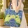 Hydrangeas Blue Botanical Leaf Garland Calligraphy - Everyday Carry Gift Quilted Tote Bag - 4