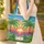 Personalized Tropical Palm Trees Sunset Sky Ocean Leaf Garland - Everyday Carry Gift Quilted Tote Bag - 4