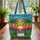 Personalized Tropical Palm Trees Sunset Sky Ocean Leaf Garland - Everyday Carry Gift Quilted Tote Bag - 3