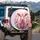 Gentle Pink Calf Floral Meadow - Farmhouse Decor Cow Lover Gift Spare Tire Cover - 3