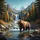 Grizzly Bear Mountain Stream Waterfall Forest Landscape - Outdoor Wildlife Lover Gift Spare Tire Cover - 6
