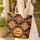 Folk Art Geometric Tile Red Orange Yellow Multi-Petal Flower Medallion Everyday Carry Gift Quilted Tote Bag - 4