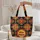 Folk Art Geometric Tile Red Orange Yellow Multi-Petal Flower Medallion Everyday Carry Gift Quilted Tote Bag - 5