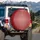 Glossy Uniform White Polka Dots Dynamic Ruby Red Textured Vehicle Decor Gift Spare Tire Cover - 3