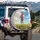 Woman in Red Dress Painting Blue Sky, Wildflower Field – Creative Spirit Car Decor Gift Spare Tire Cover - 3