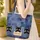 Black Cats Denim Pockets Wooden Name Sign - Everyday Carry Gift for Cat Lover Quilted Tote Bag - 4