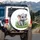 Baby Elephant Purple Eyes Rosy Cheeks Green Grass Flowers White Clouds Wildlife Lover Gift Spare Tire Cover - 3
