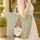 Personalized Name Gnome Red Hat Cream Beard Snowflakes Leaf Garland Christmas Carry Gift Quilted Tote Bag - 4
