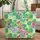 Flamingo Tropical Floral Personalized Name - Travel Essentials Quilted Tote Bag - 1
