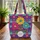 Vibrant Folk Art Flowers Name Hoop - Everyday Carry Gift Quilted Tote Bag - 3