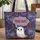 Whimsical Ghost Speech Bubble Personalized Stars Everyday Carry Gift Quilted Tote Bag - 1