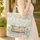 Gold Cover Ornate Open Book Curved Scroll Blue Flowers Green Foliage - Everyday Carry Gift Quilted Tote Bag - 4