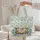 Gold Cover Ornate Open Book Curved Scroll Blue Flowers Green Foliage - Everyday Carry Gift Quilted Tote Bag - 5