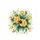 Multi-Petaled Yellow Flowers Teal Green Leaves Foliage Tendrils - Vehicle Accent Gift Spare Tire Cover - 4