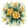 Multi-Petaled Yellow Flowers Teal Green Leaves Foliage Tendrils - Vehicle Accent Gift Spare Tire Cover - 6