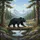 Black Bear Fallen Log Mountain Forest Lake - Wildlife Lover Gift Spare Tire Cover - 6
