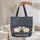 Blushing Sleepy Sheep Folk Art Floral Personalized Name Everyday Carry Gift for Kids Quilted Tote Bag - 5