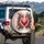 Vibrant Red Heart Gold Outline Dynamic Color Explosion Star Dot - Energetic Luminous Decor Spare Tire Cover - 3