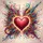 Vibrant Red Heart Gold Outline Dynamic Color Explosion Star Dot - Energetic Luminous Decor Spare Tire Cover - 6