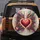 Vibrant Red Heart Gold Outline Dynamic Color Explosion Star Dot - Energetic Luminous Decor Spare Tire Cover - 5