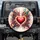 Vibrant Red Heart Gold Outline Dynamic Color Explosion Star Dot - Energetic Luminous Decor Spare Tire Cover - 1