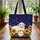 Personalized Smiling Sheep Sunflowers Starry Sky - Travel Essentials Quilted Tote Bag - 3