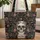 Ornate Gothic Skull Baroque Floral Personalized Name Everyday Carry Gift Quilted Tote Bag - 1