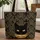 Black Cat Face Gold Swirling Vines Scroll - Everyday Carry Cat Lover Gift Quilted Tote Bag - 1