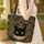 Black Cat Face Gold Swirling Vines Scroll - Everyday Carry Cat Lover Gift Quilted Tote Bag - 4