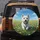 Running White Fluffy Terrier Dog Wildflower Field Blue Sky - Dog Lover Gift Spare Tire Cover - 5