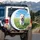 Running White Fluffy Terrier Dog Wildflower Field Blue Sky - Dog Lover Gift Spare Tire Cover - 3