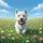 Running White Fluffy Terrier Dog Wildflower Field Blue Sky - Dog Lover Gift Spare Tire Cover - 6