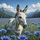 Majestic White Donkey Blue Flower Mountain - Farmhouse Decor Gift for Animal Lover Spare Tire Cover - 6