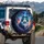 Majestic Blue White Fluffy Cat Swirling Nebula Cosmic Debris Deep Space - Cat Lover Gift Spare Tire Cover - 3