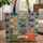 Teal Orange Three Folk Art Cats Name Ribbon - Everyday Carry Gift for Cat Lovers & Pet Owners Quilted Tote Bag - 1