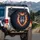 Faceted Wolf Head Orange Eyes Fiery Embers Primary Visual Anchor - Wildlife Lover Gift Spare Tire Cover - 3