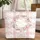 Pink Gingham Wildflower Rose Wreath Cursive Name Frame Everyday Carry Gift Quilted Tote Bag - 1