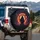 Hooded Scythe Figure Glowing Celestial Orb - Cosmic Realm Car Decor Gift Spare Tire Cover - 3